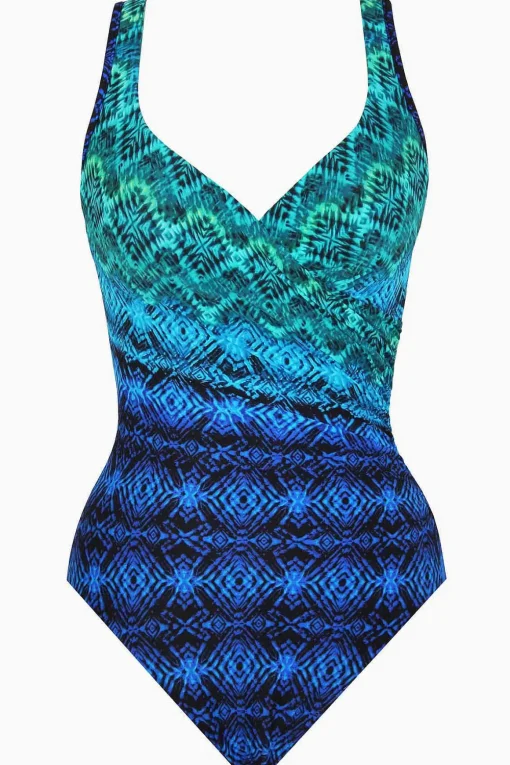 Ocean Ombre Het Is Een Wikkelbadpak Uit Een Stuk