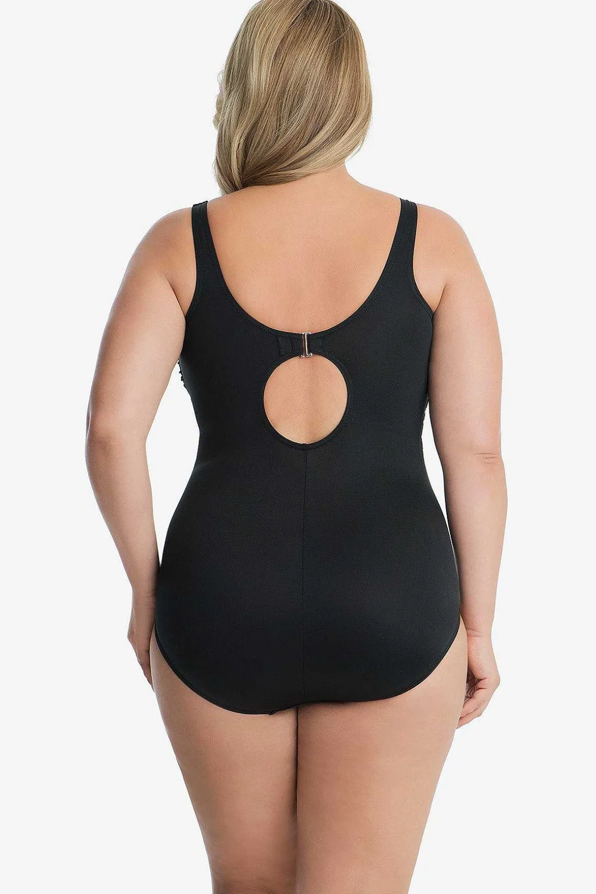 Plus Size Colorblock Helix Zwempak Uit Een Stuk