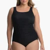 Plus Size Effen Sideswipe Badpak Uit Een Stuk